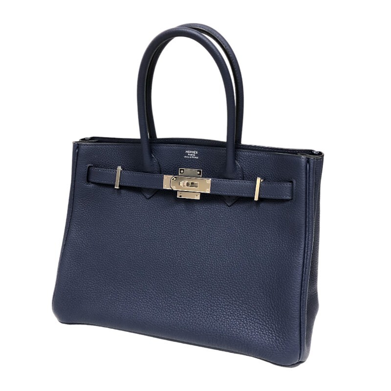  Hermes HERMES Birkin 3EN1 30 U. blue ankle silver metal fittings togo Swift handbag lady's used 