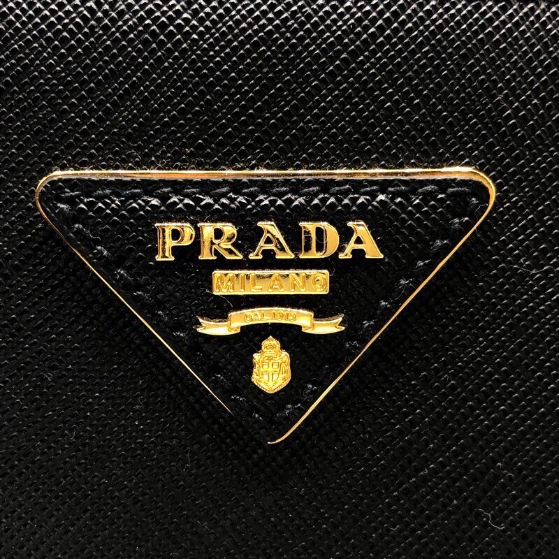 プラダ PRADA ガレリアミディアムハンドバッグ ブラック/GD金具 レザー ショルダーバッグ レディース 中古_画像6