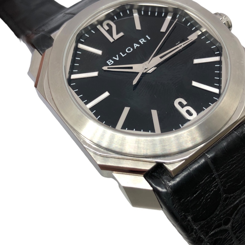 ブルガリ BVLGARI オクト BGO416 ブラック SS/革ベルト 腕時計 メンズ 中古_画像5