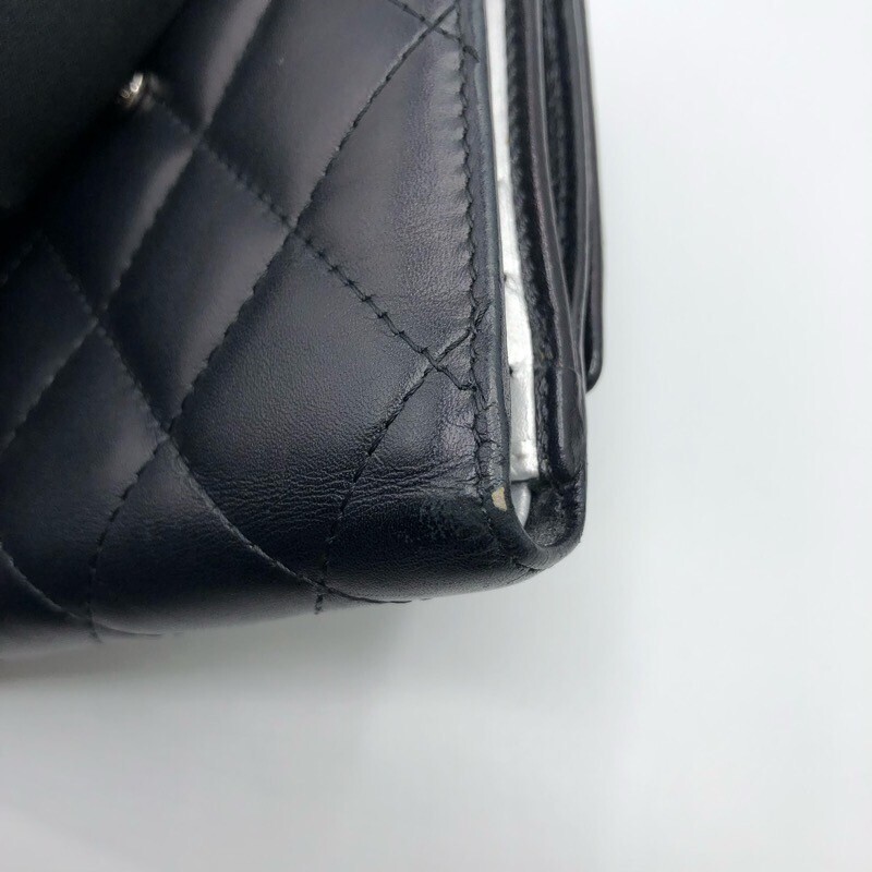 シャネル CHANEL カンボンライン 二つ折り財布 A50099 ブラック レザー 二つ折り財布 レディース 中古_画像7