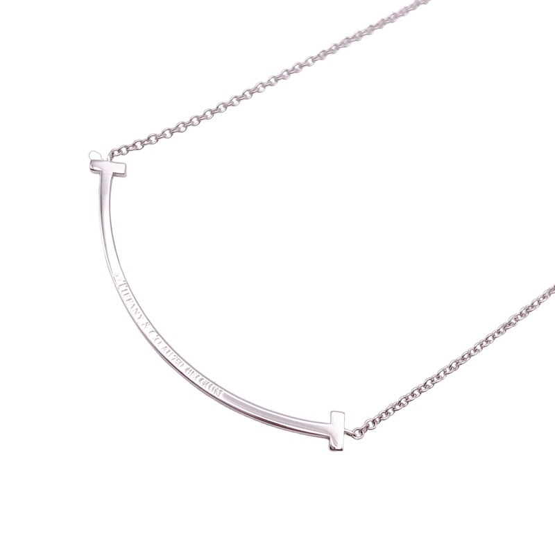  Tiffany TIFFANY&CO T Smile diamond necklace small 705WG diamond jewelry used 