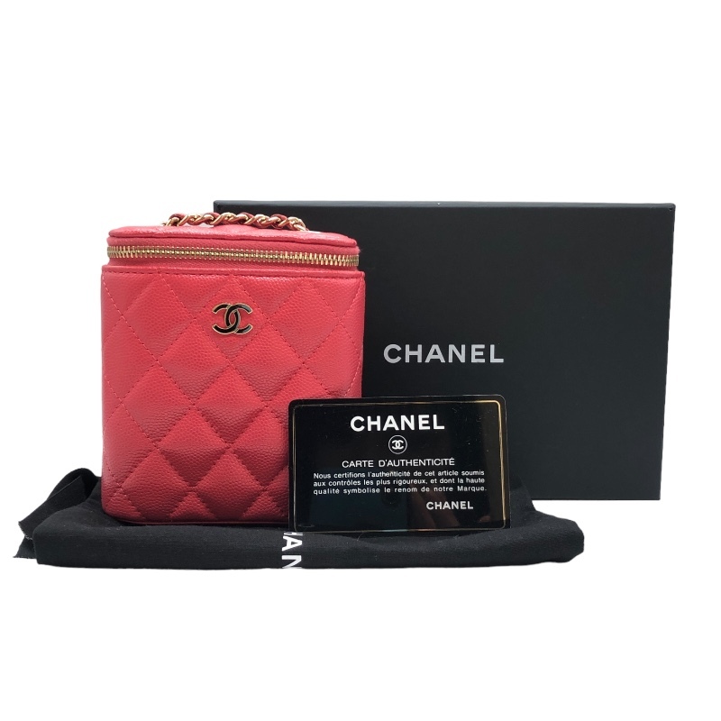 シャネル CHANEL マトラッセバニティチェーン AP1466 ピンク/GD金具 キャビアスキン ショルダーバッグ レディース 中古_画像10