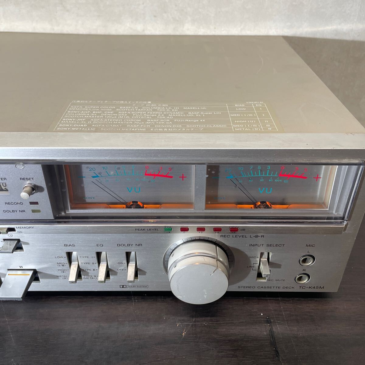 SONY 昭和レトロ メタルテープデッキ TC-K45M ★ジャンク品★ 1980年製の画像2