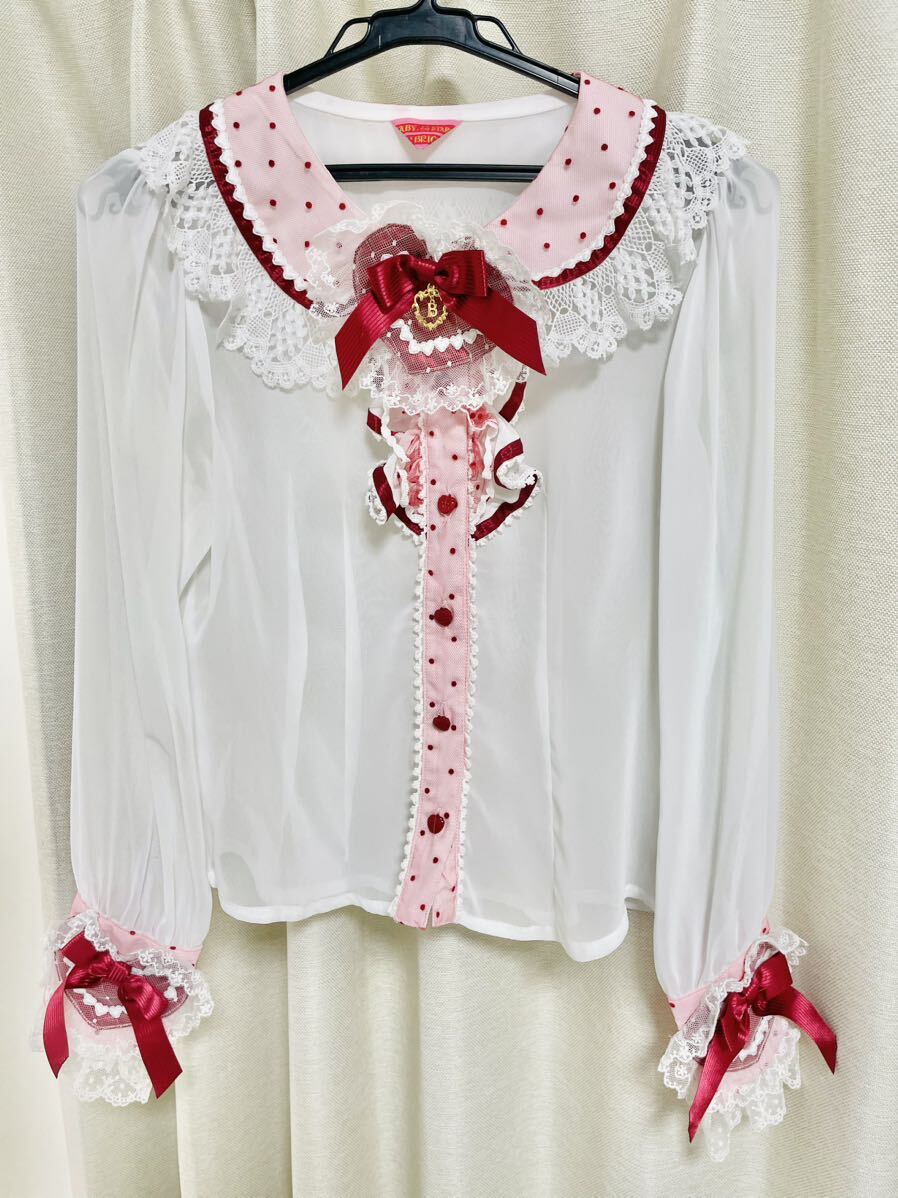 BABY THE STARS SHINE BRIGHT 苺 いちごのCharlotteブラウス 白 BABY THE STARS SHINE BRIGHT 苺 いちごのCharlotteブラウス 白
