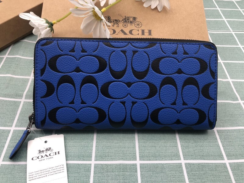 COACH コーチ 財布 長財布 プレゼント ブランド ブルー 小銭入れあり メンズ レディースギフト 新品 未使用 レザー ウォレット A081の画像1