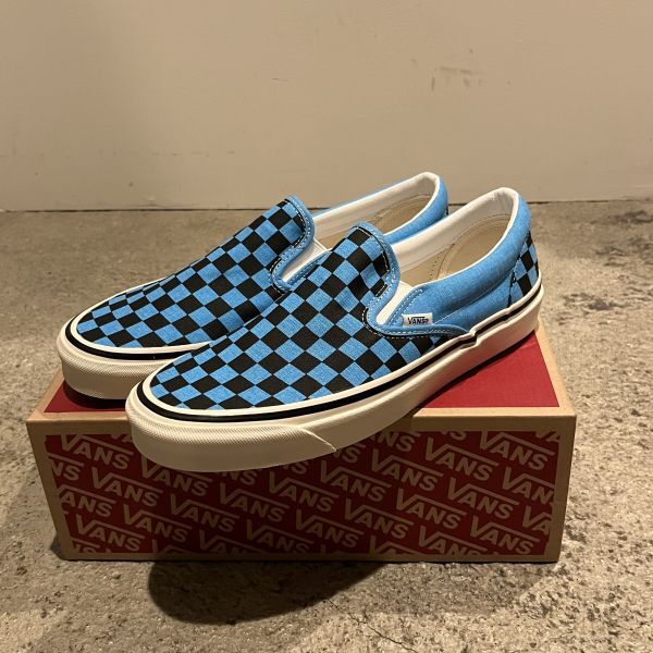 未使用 箱付き VANS バンズ Classic Slip-On 9 クラシック スリッポン チェッカー 10.5 28.5cm ブルー US企画_画像1