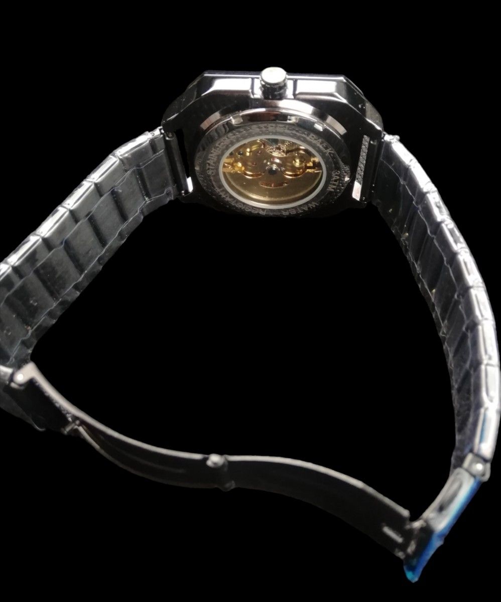 【BINBOND】メンズ 機械式時計 自動巻き 手巻きステンレス フルスケルトン  腕時計
