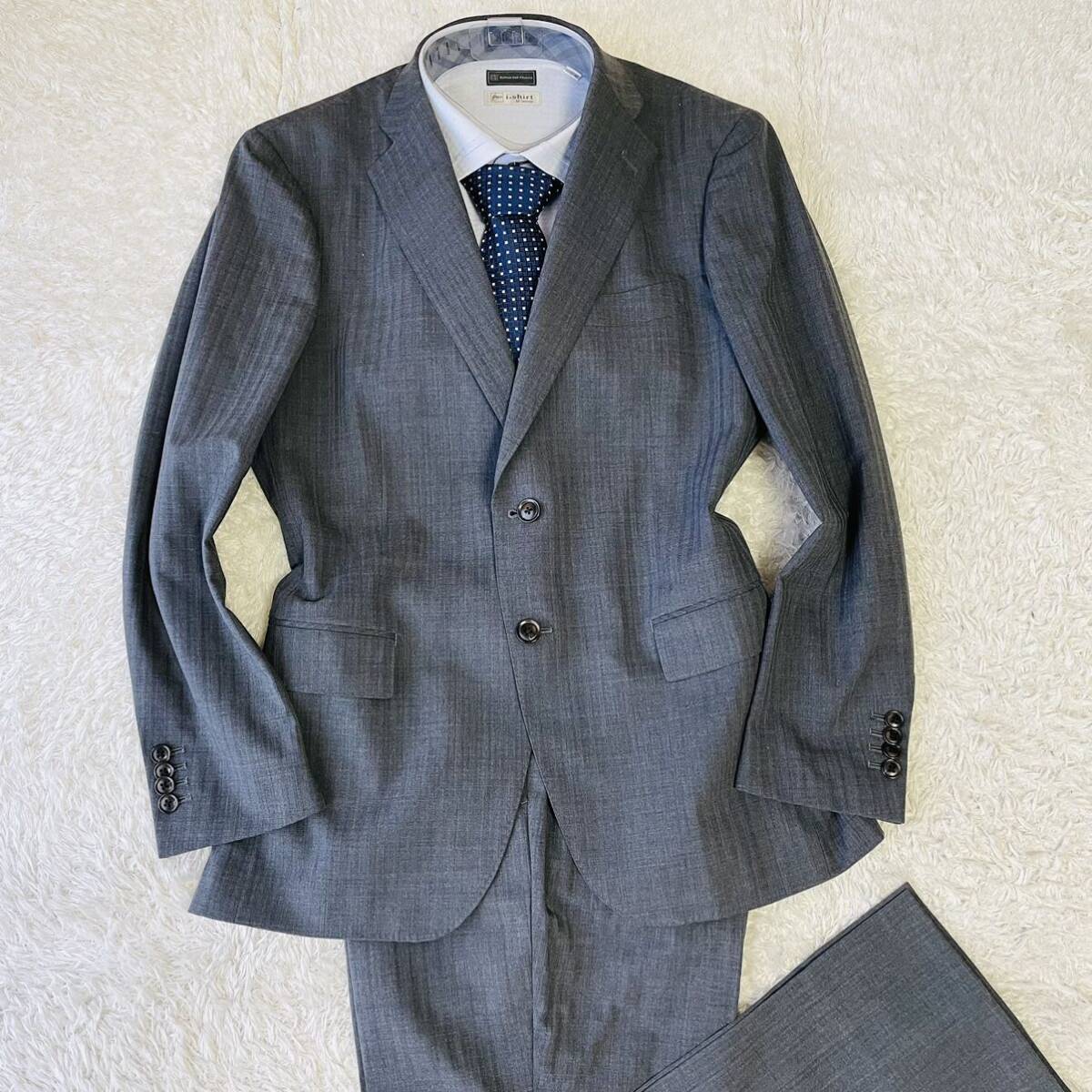 希少サイズ！MR.JUNKO スーツ セットアップ 『圧倒的存在感』テーラードジャケット Lサイズ A B6 ウール ストライプ チャコールグレーの画像5