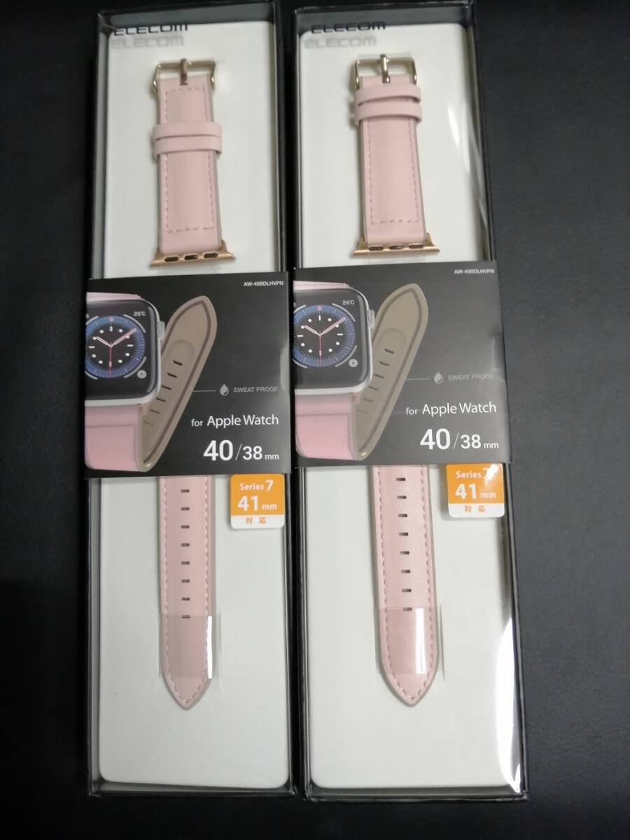 【3コ】エレコム Apple Watch ハイブリッドレザーバンド 40 / 38 mm アップルウォッチ バンド ピンク　AW-40BDLHVPN 4549550207270 _画像2