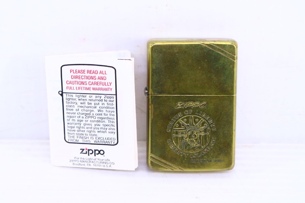 ●Zippo ジッポ ライター STATUE OF LIBERTY 自由の女神 ゴールド タバコ 喫煙具 着火未確認【10928819】_画像1