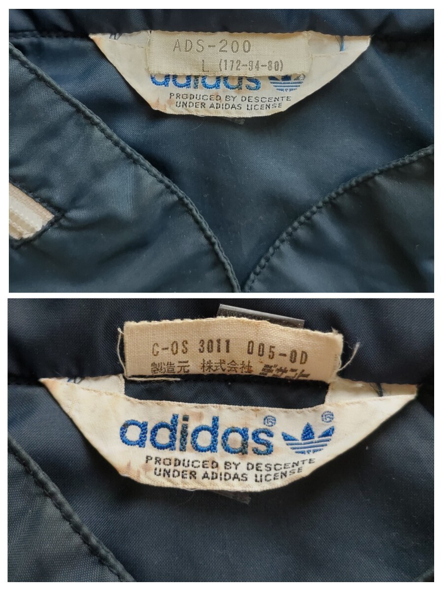 80s Adidas adidas ветровка Descente производства Vintage L размер темно-синий цвет темно-синий 