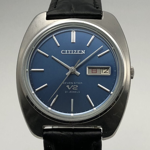 CITIZEN SEVEN STAR V2 シチズン セブンスター 青文字盤 21石 紳士用 自動巻き腕時計 ビンテージ アンティーク（管理No.1317）の画像2