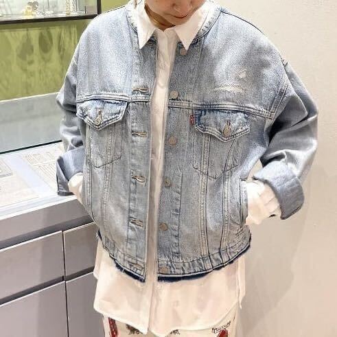 Ray BEAMS レイビームス LEVI'S リーバイス カスタマイズ 90S トラッカー ジャケット ノーカラー ダメージ デニム ジャケット