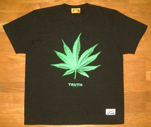 新品 HANG ハング 限定 ヘビーコットン生地 マリファナ カンナビス 半袖 Tシャツ [TRUTH] (XLサイズ) 黒 大麻 ガンジャ ドラッグ ハーブ 草_画像2