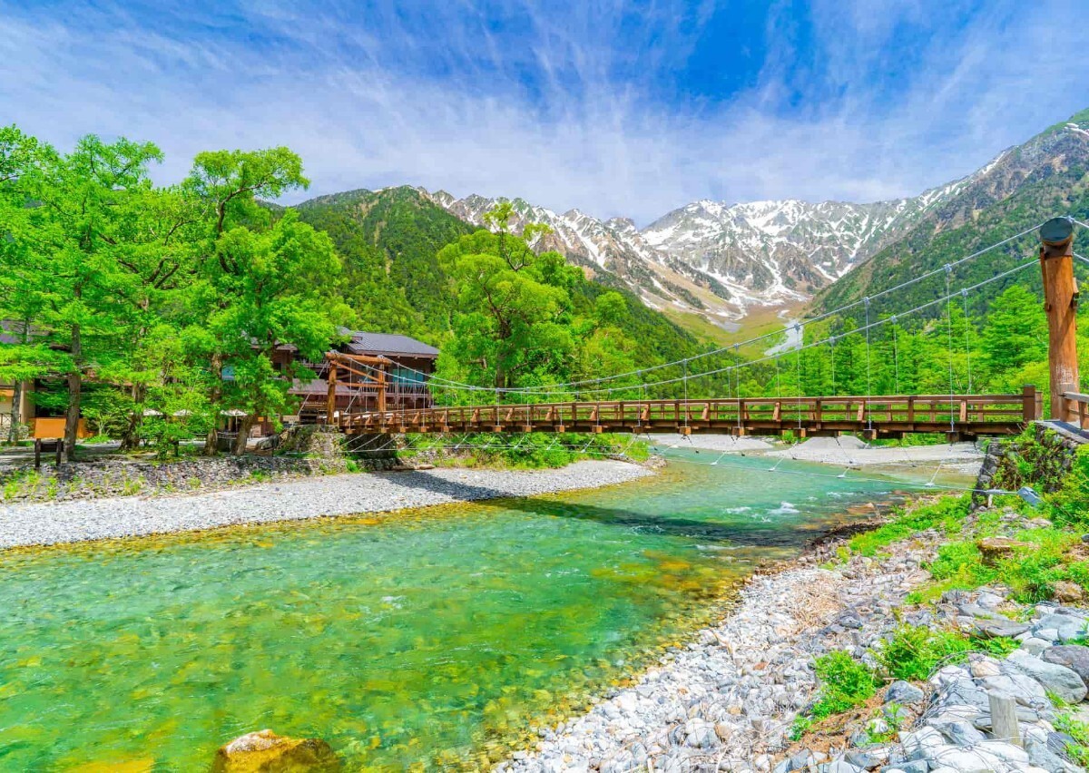 M27 河童橋/梓川/上高地/北アルプス/長野県/日本の風景/アートパネル/ファブリックパネル/インテリアパネル/ポスター_画像1