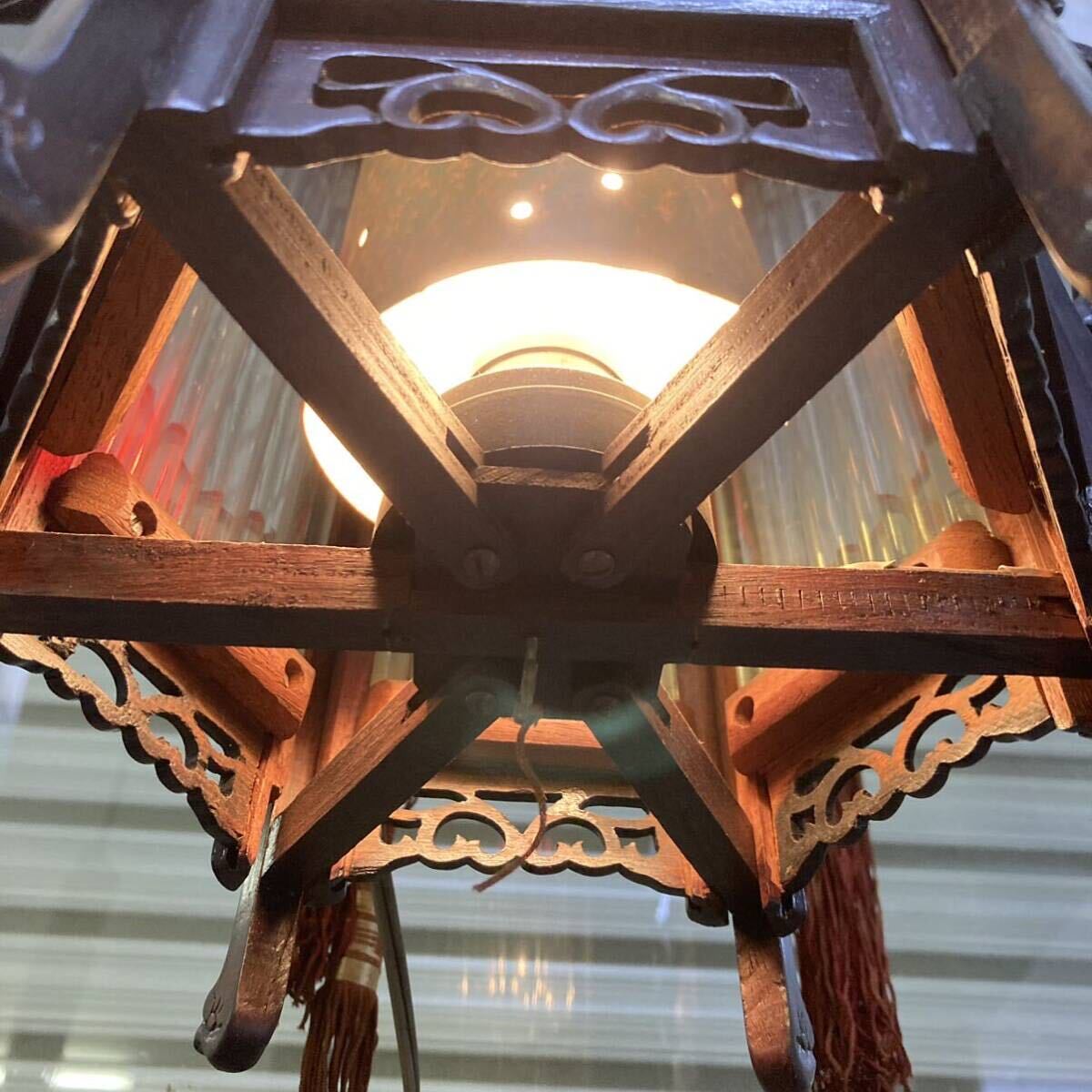 照明器具 古い 中国 ランプ ガラス 大型 アンティーク 吊り下げ_画像2