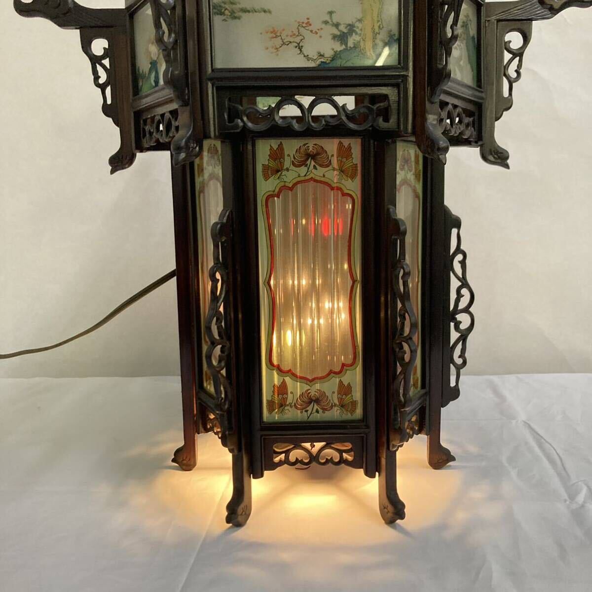 照明器具 古い 中国 ランプ ガラス 大型 アンティーク 吊り下げの画像4