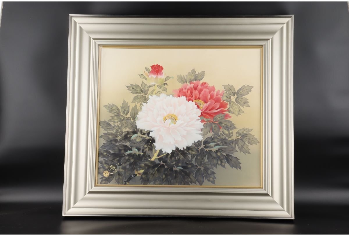 [ guarantee wistaria ] genuine work guarantee / Oota dragon one [ riches and honours flower ] Japanese picture 10 number /tatou box / also seal /H-246( inspection ) picture / frame / wall hanging / Japanese picture / oil painting / watercolor / woodcut /