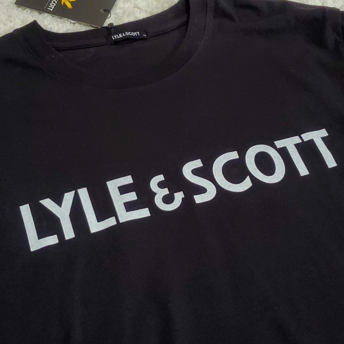 LYLE&SCOTT ライルアンドスコット 長袖 Tシャツ 新品 メンズ 紳士 LLサイズ 2L XL 黒ブラック ロゴプリント