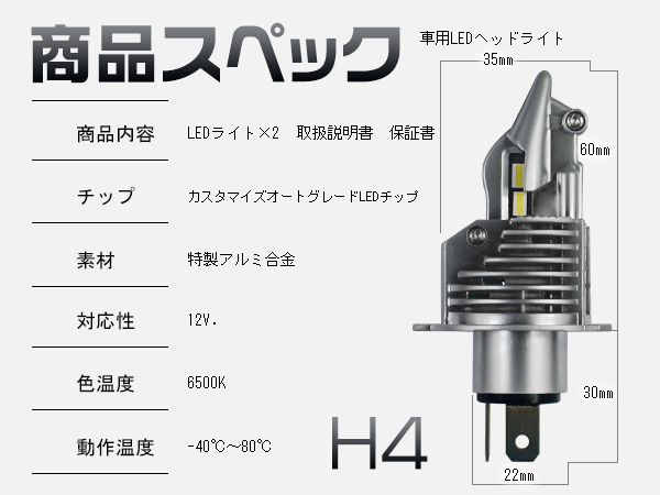 スズキ アルト ラパン HE21S LEDヘッドライト H4 新車検対応 16000LM LEDバルブ 2個入 送料無料 2年保証ZD_画像6