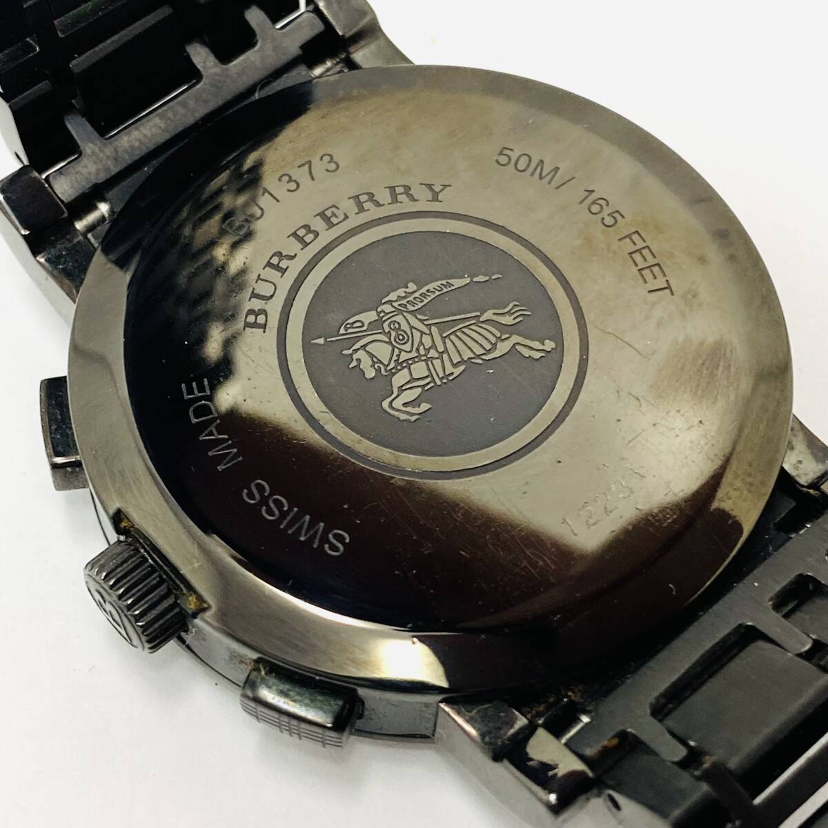 BURBERRY バーバリー クロノグラフ メンズ腕時計 BU1373 黒 ブラック 不動 ジャンク_画像7