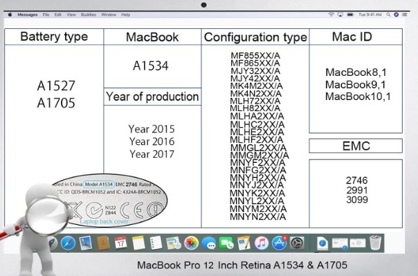 A1534 A1705 MacBook Retina аккумулятор ..MacBook Retina A1534 A1705 аккумулятор A1527 аккумулятор .. батарейка EMC 2746 2991 3099