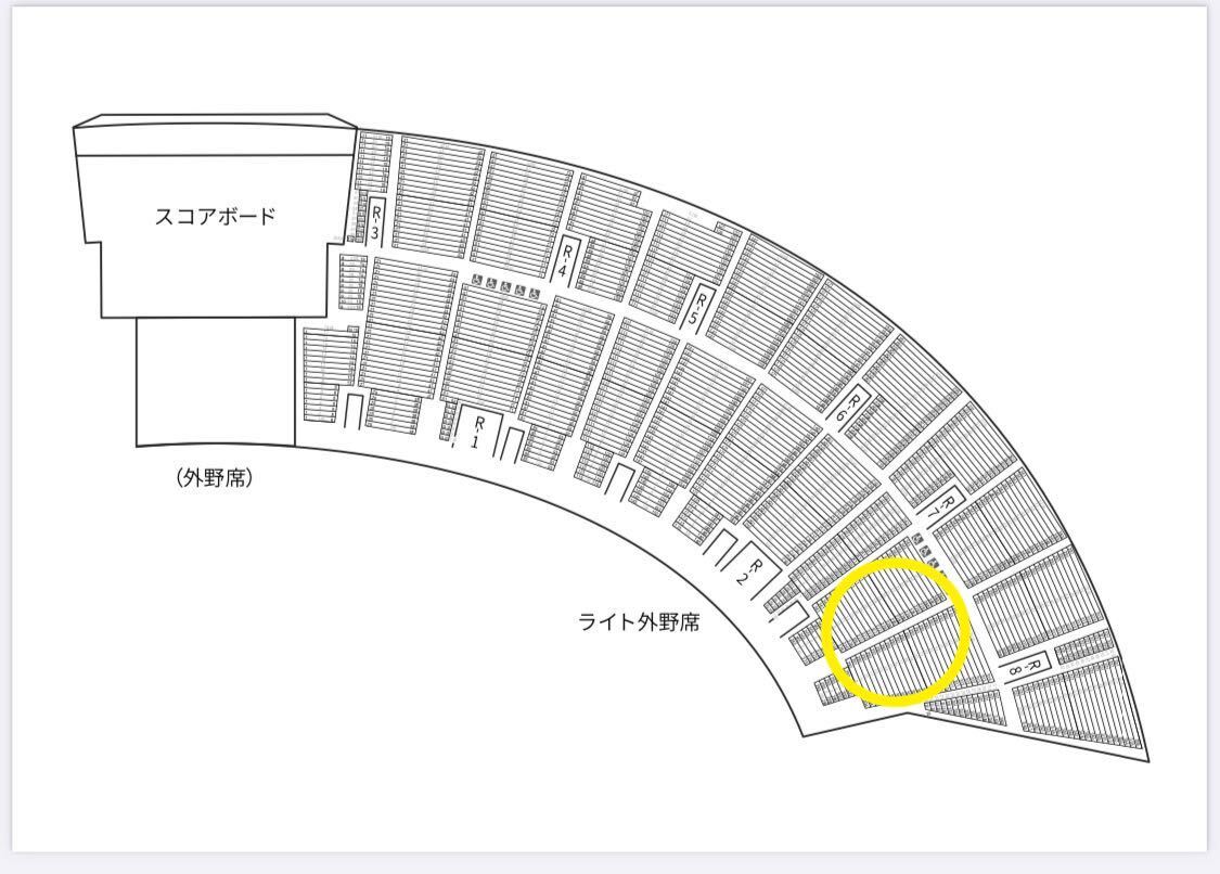 阪神タイガース VS広島カープ ライト外野席 甲子園 チケット _画像2