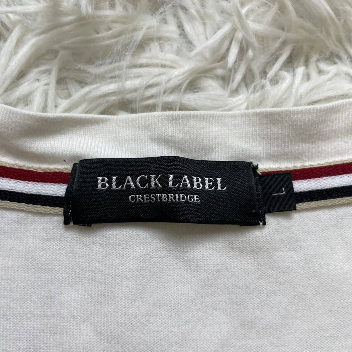 L size Black Label k rest Bridge BLACK LABEL CRESTBRIDGE T-shirt short sleeves Logo print reverse side white 