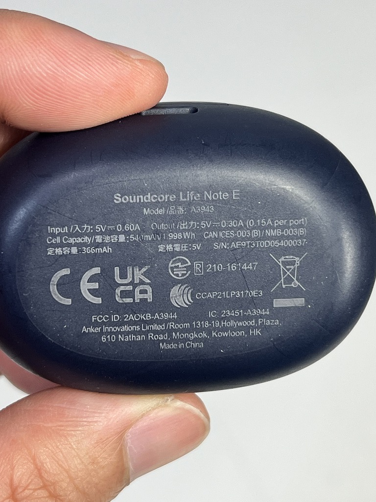 Soundcore Life Note E A3943 Bluetooth ワイヤレス イヤホン イヤフォン ケースのみ USED 中古 (R601-369の画像5