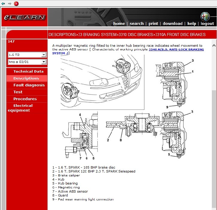 ALFA Alpha Romeo 147 электронный manual сервисная книжка схема проводки книга по ремонту e-LEARN электронный сервисная книжка 
