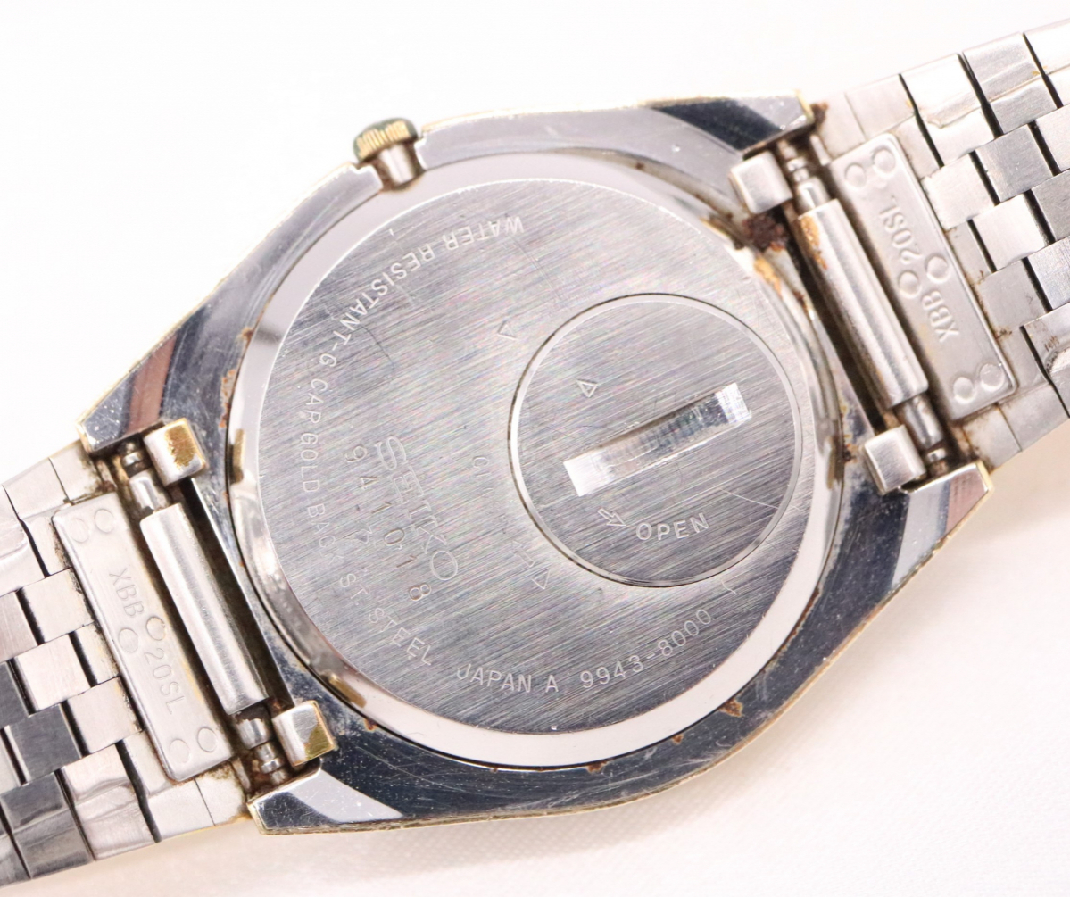 【ト滝】セイコー グランドクオーツ SEIKO GRAND QUARTZ 9943-8000 メンズ腕時計 デイデイト ゴールド文字盤 3針 ラウンド DS720DEM80の画像3