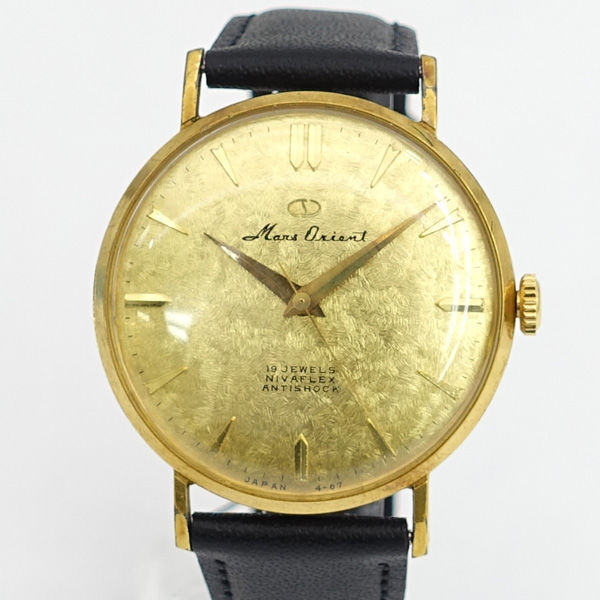 ★ Mars ORIENT アンティーク 手巻き メンズ 腕時計 ゴールドカラー 希少 1950年代 19JEWELS IVAFLEX ANTISHOK (0220478842)