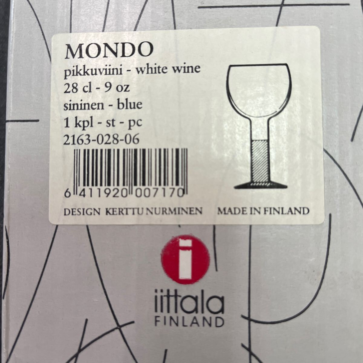 P040414 iittala FINLAND MONDO ワイングラス pikkuviini-white wine. 28 cl-9 ozの画像9