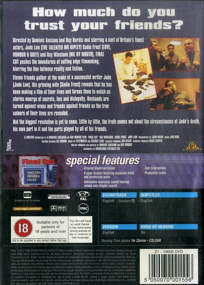 G00031239/DVD/レイ・ウィンストン「Final Cut」の画像2