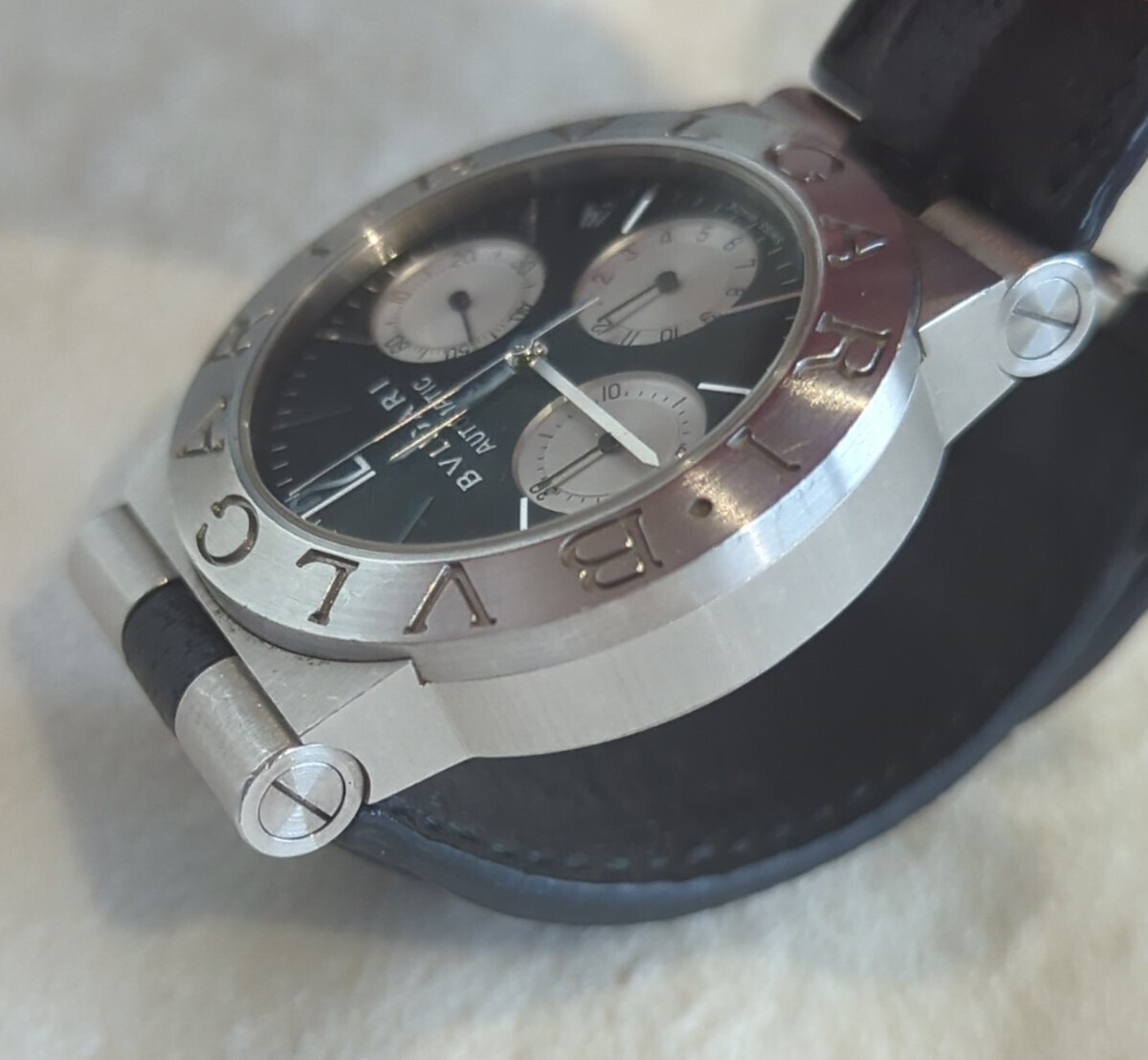 1円～ BVLGARI ブルガリ 高級 腕時計 ディアゴノスポーツ クロノグラフ 自動巻 CH35S シルバー ケース付きの画像5