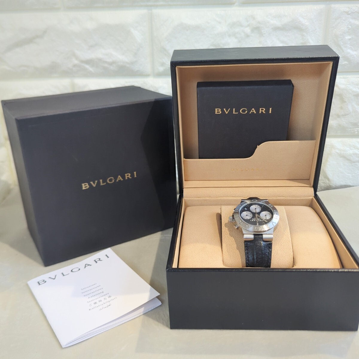 1円～　BVLGARI　ブルガリ　高級　腕時計　ディアゴノスポーツ　クロノグラフ　自動巻　CH35S　シルバー　ケース付き_画像2