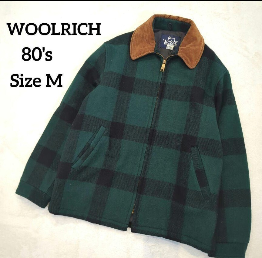 1円～　希少　WOOLRICH　ウールリッチ　ブルゾン　ジャケット　80's　USA製　チェック柄　メンズ　M　ヴィンテージ　M_画像2