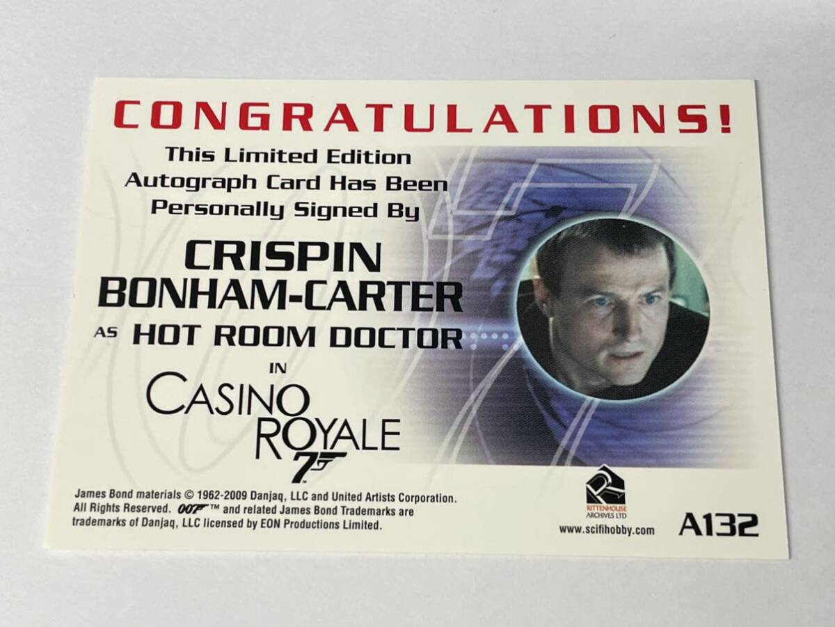 Crispin Bonham-Carter rittenhouse autograph auto 007 直筆 サイン カード カジノ・ロワイヤル james bond Casino Royaleの画像2