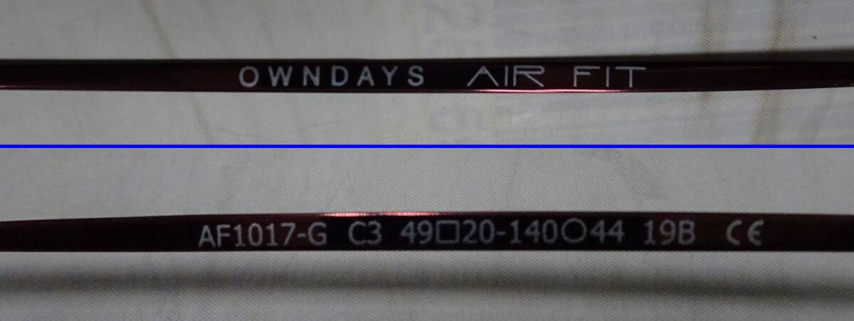 (え-H-333) OWNDAYS オンデーズ メガネフレーム AF-1017-G 49□20-140 レッド系 メガネ 眼鏡 中古品_画像5