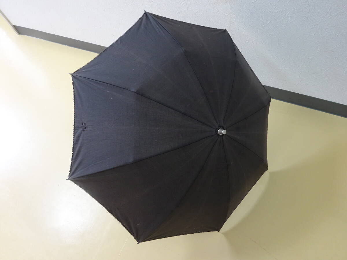( せ-A1-1142 ）日傘 折りたたみ傘 SONIA RYKIEL ソニアリキエル ブラック 黒 全長約30cm 半径約42cm 中古の画像1