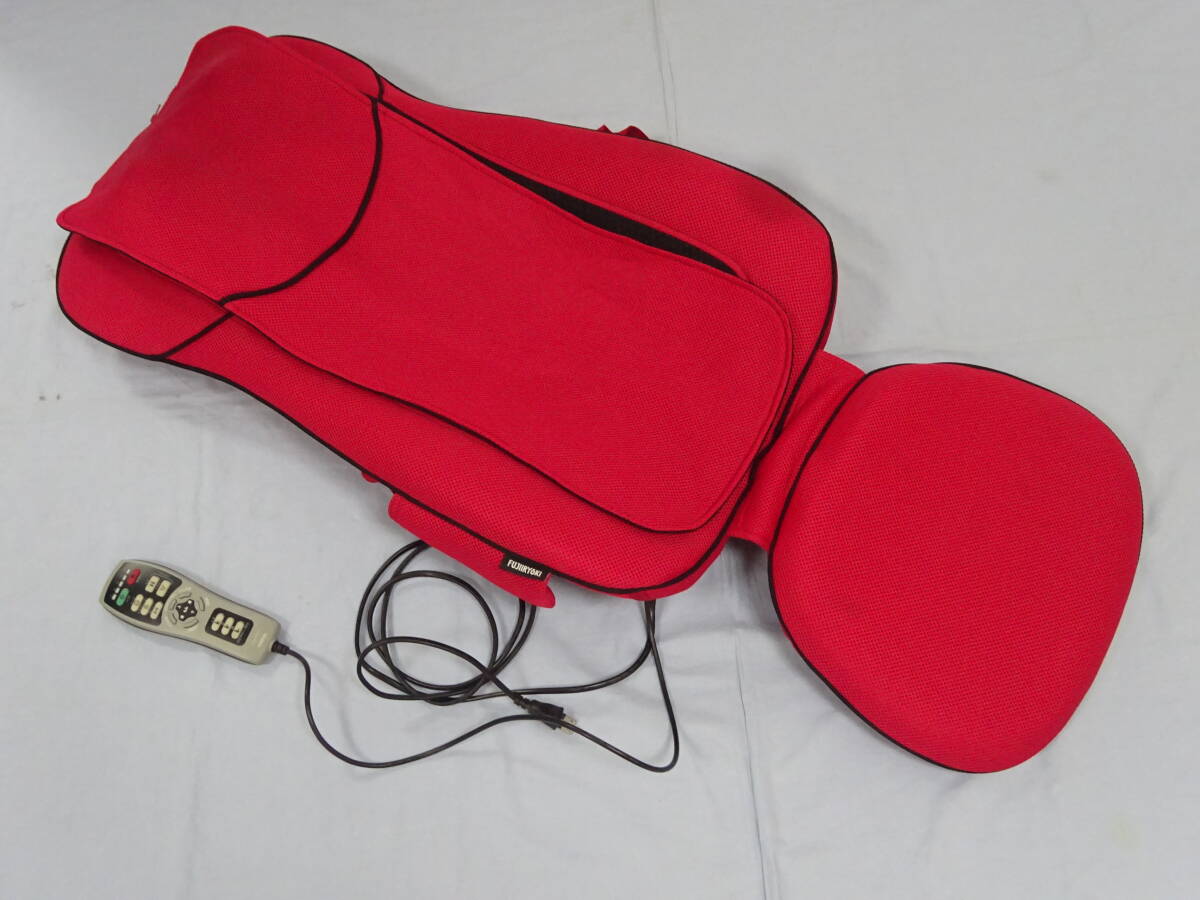 (く-L-1916)フジ医療器 マイリラ シートマッサージャー MRL-1000 家庭用電気マッサージ器 赤 レッド 腰 肩 動作確認済 中古の画像1
