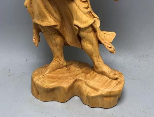 総柘植材 木彫仏像 仏教美術 精密細工 金剛力士像 仏師手仕上げ品 高さ20.5cm_画像8