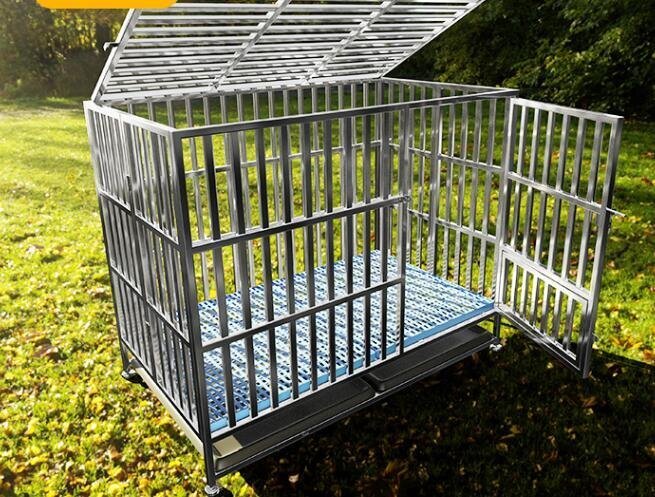  stainless steel steel. dog cage large small size. dog. cage indoor small folding pet Golden retoli bar cotton house . recommendation is doing 