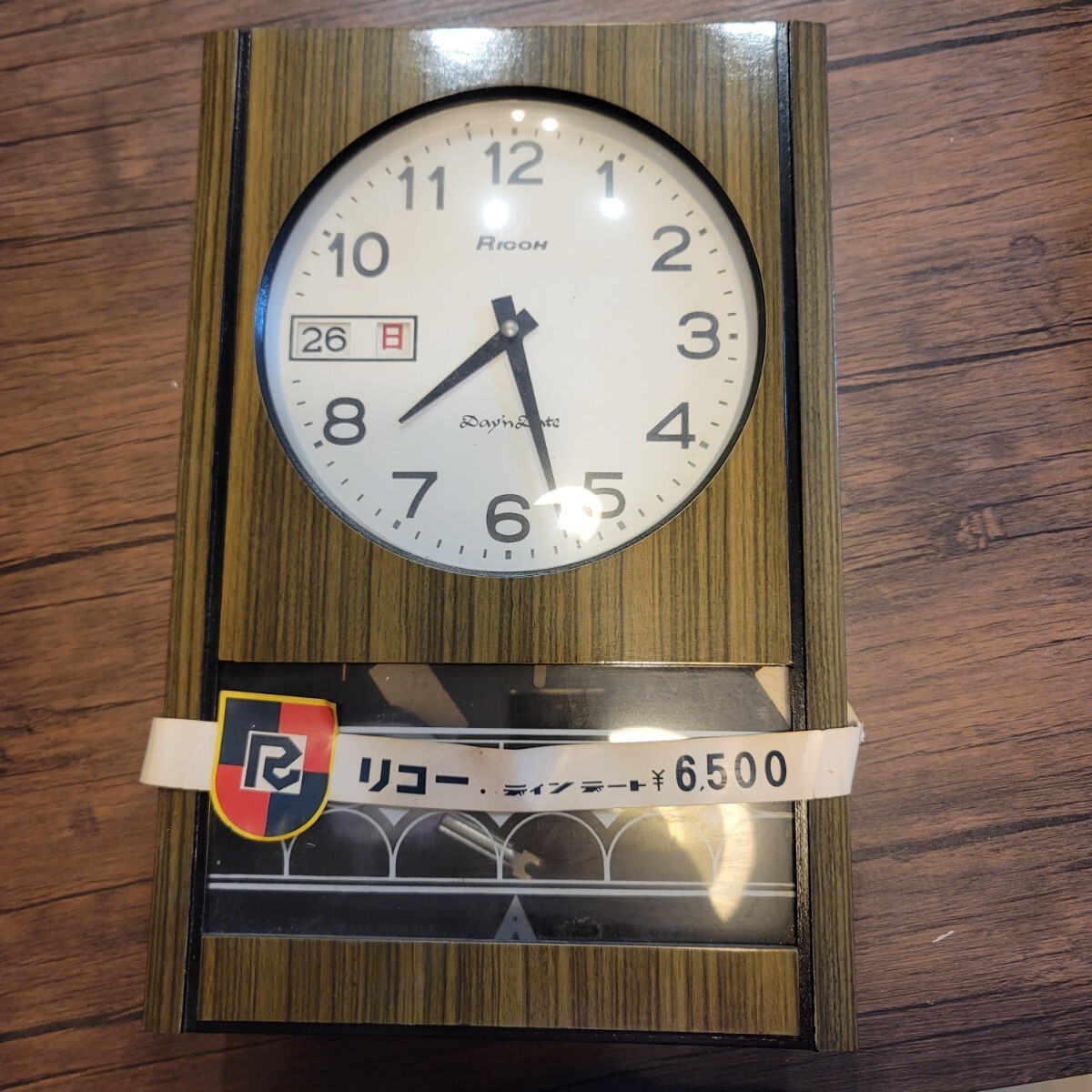 RICOH ディンデート ボンボン時計 掛け時計 昭和レトロ アンティーク 振り子時計 電池式 柱時計 デッドストックの画像1