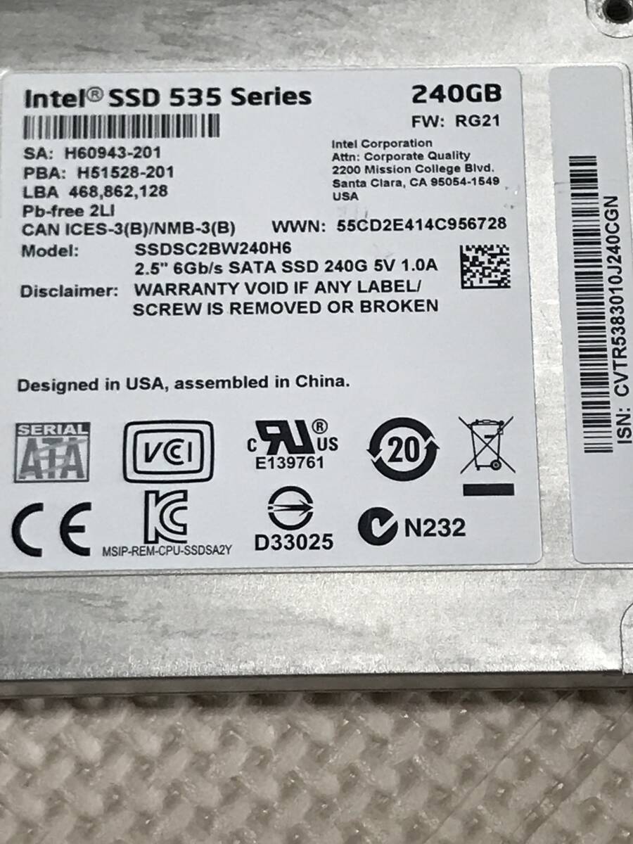 INTEL SSD 240Gb SSDSC2BW240H6 2.5inch SSDの画像3