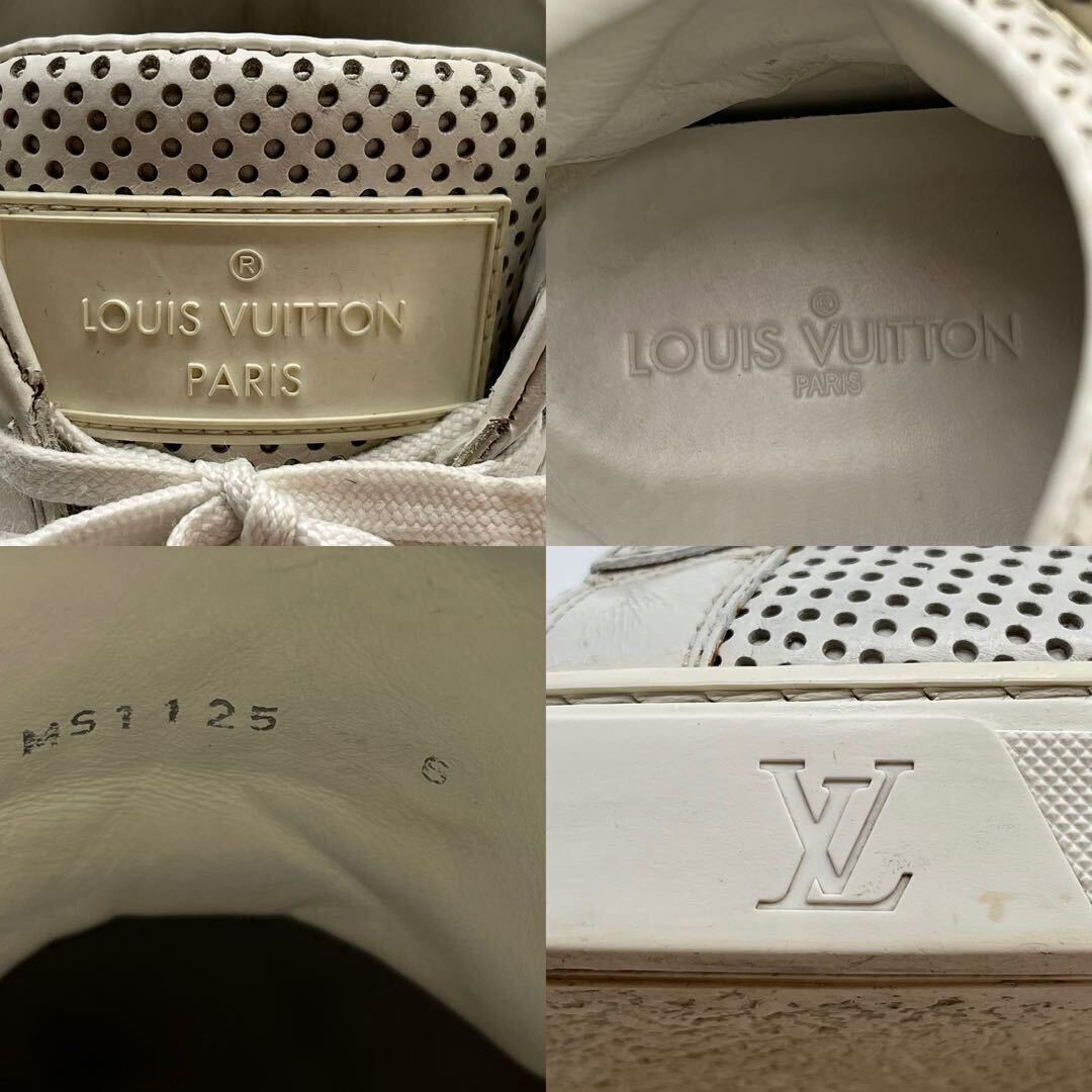 激安！1円 【極美品】 LOUIS VUITTON ルイヴィトン 【王者の貫禄】 メンズ スニーカー ハイカット ダミエ パンチングレザー スエード LV 白