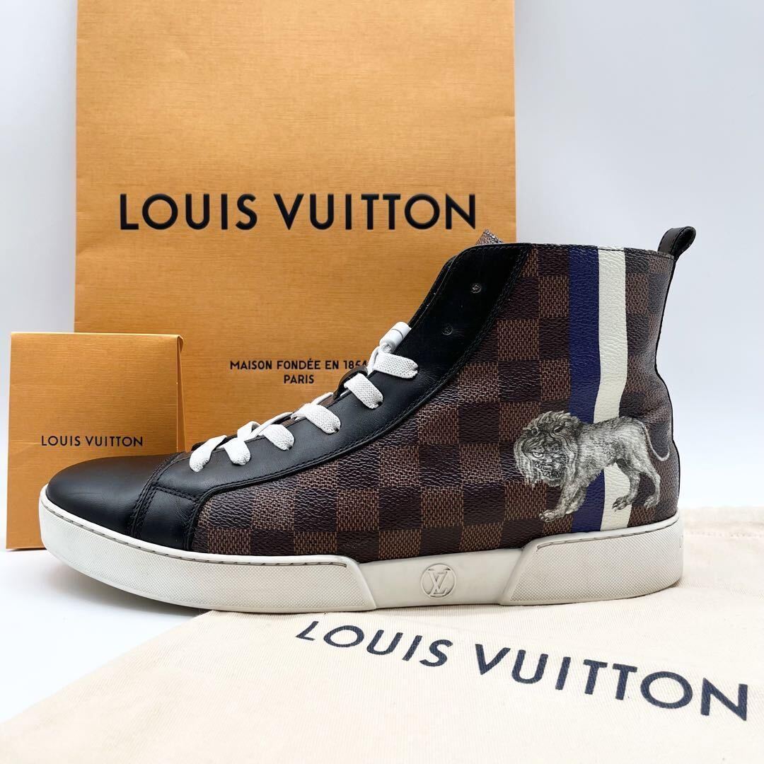 激安！1円 【希少 極美品】 LOUIS VUITTON ルイヴィトン チャップマンブラザーズ メンズ スニーカー ハイカット ダミエ 獅子 PVC レザー _画像1