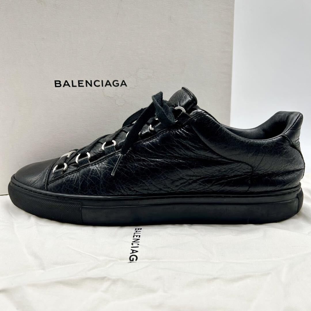 激安！ 1円 【美品】 BALENCIAGA バレンシアガ 【圧倒的存在感】 メンズ アリーナ スニーカー ローカット 靴 シューズ レザー ブラック 黒