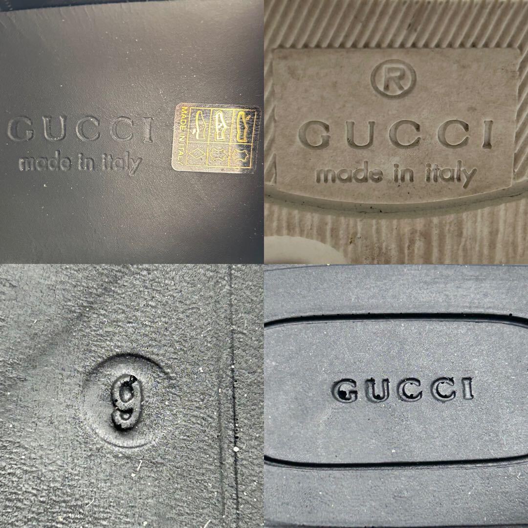 激安！ 1円 【美品】 GUCCI グッチ 【王者の貫禄】 メンズ スニーカー スリッポン シューズ 靴 シェリーライン レザー ブラック 9 28.0cm位_画像10