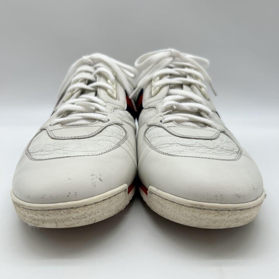 1 иен [ прекрасный товар ] GUCCI Gucci [ редкий большой размер ] спортивные туфли обувь мужской микро simaGG рисунок Sherry линия Inter locking белый 11 30cm